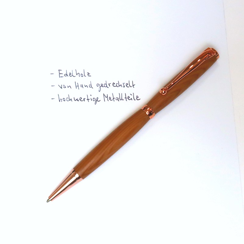Holzkugelschreiber, Eibe, handgedrechselt