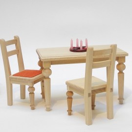 Stuhl mit Polster, gedrechselte Beine, Ahorn, Puppenstubenmöbel 1zu12