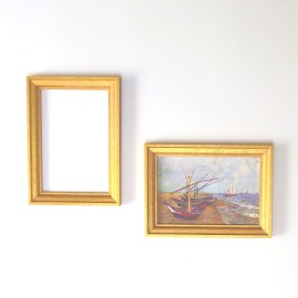Bilderrahmen, goldfarben lackiert, Puppenhausminiatur