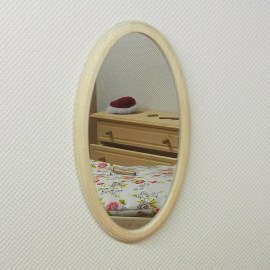 Wandspiegel, Rahmen aus Ahornholz, Puppenstubenzubehör im Maßstab 1zu12
