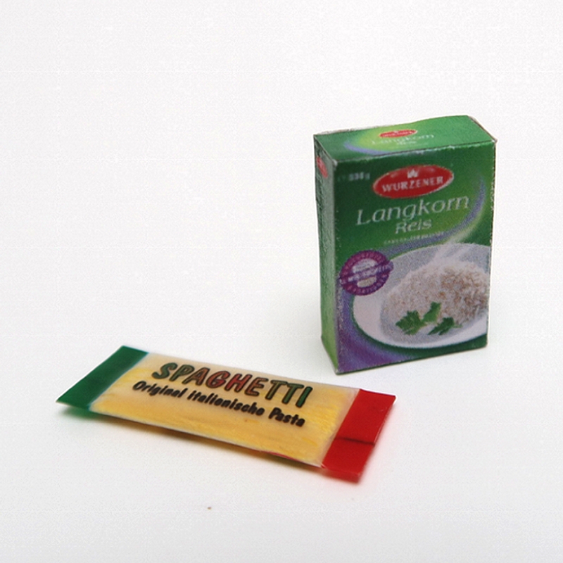 Spaghetti & Reispackung, Puppenstubenminiatur imMaßstab 1zu12
