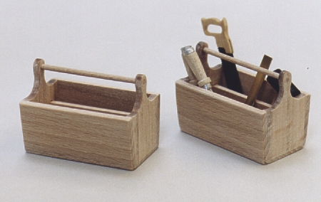 Werkzeugkasten, mit Werkzeugen, Puppenstubenminiatur 1zu12